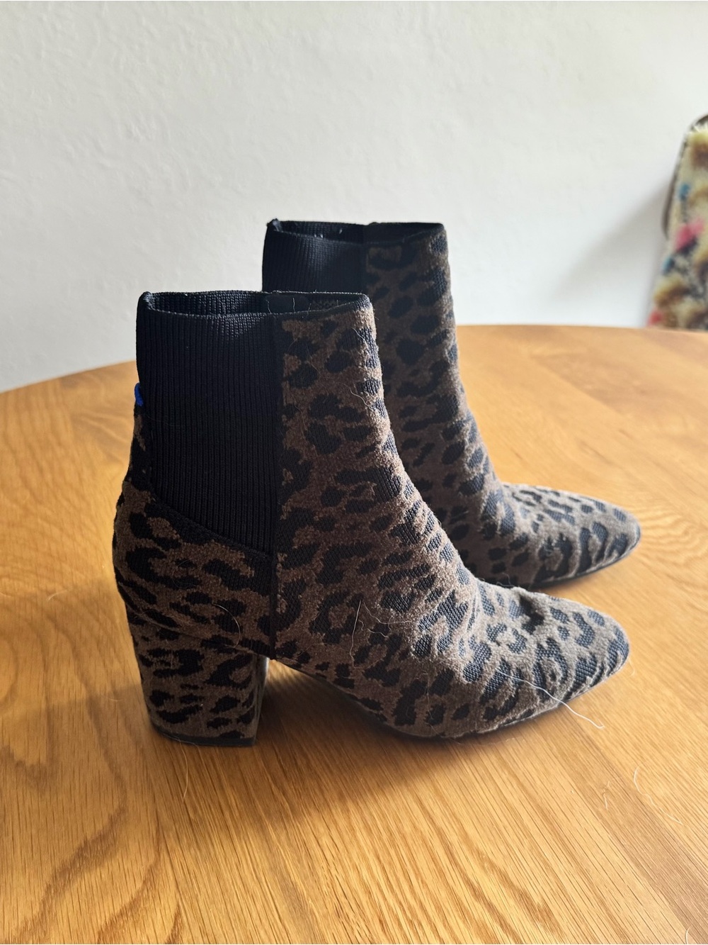 Rothy's Leopard Print Ankle Booties in Black and Brown